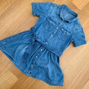 Gap girls Denim shirt dress with belt size XS